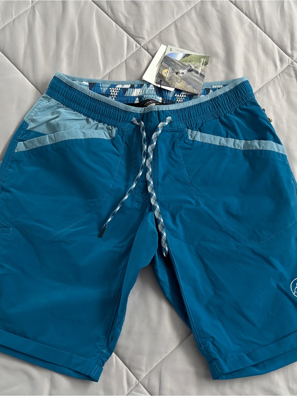 La Sportiva Women's Nirvana Short Teal and Light Blue Athletic Climbing Outdoors